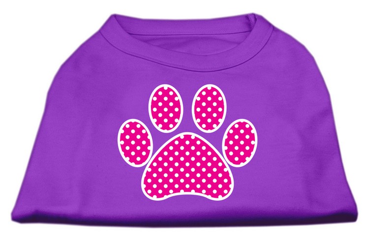 Pink Swiss Dot Paw Screen Print Shirt Purple XS